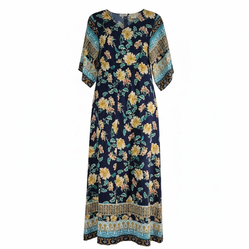 Chico's Chinoiserie Border Print Maxi Dress Sz 0